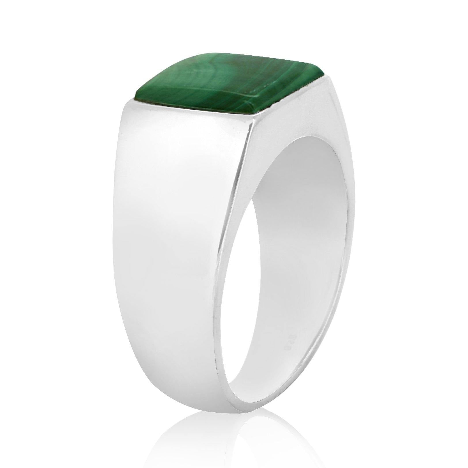 Malachite Solid 925 Sterling Silver Ring For Men's Jewelry - YoTreasure
