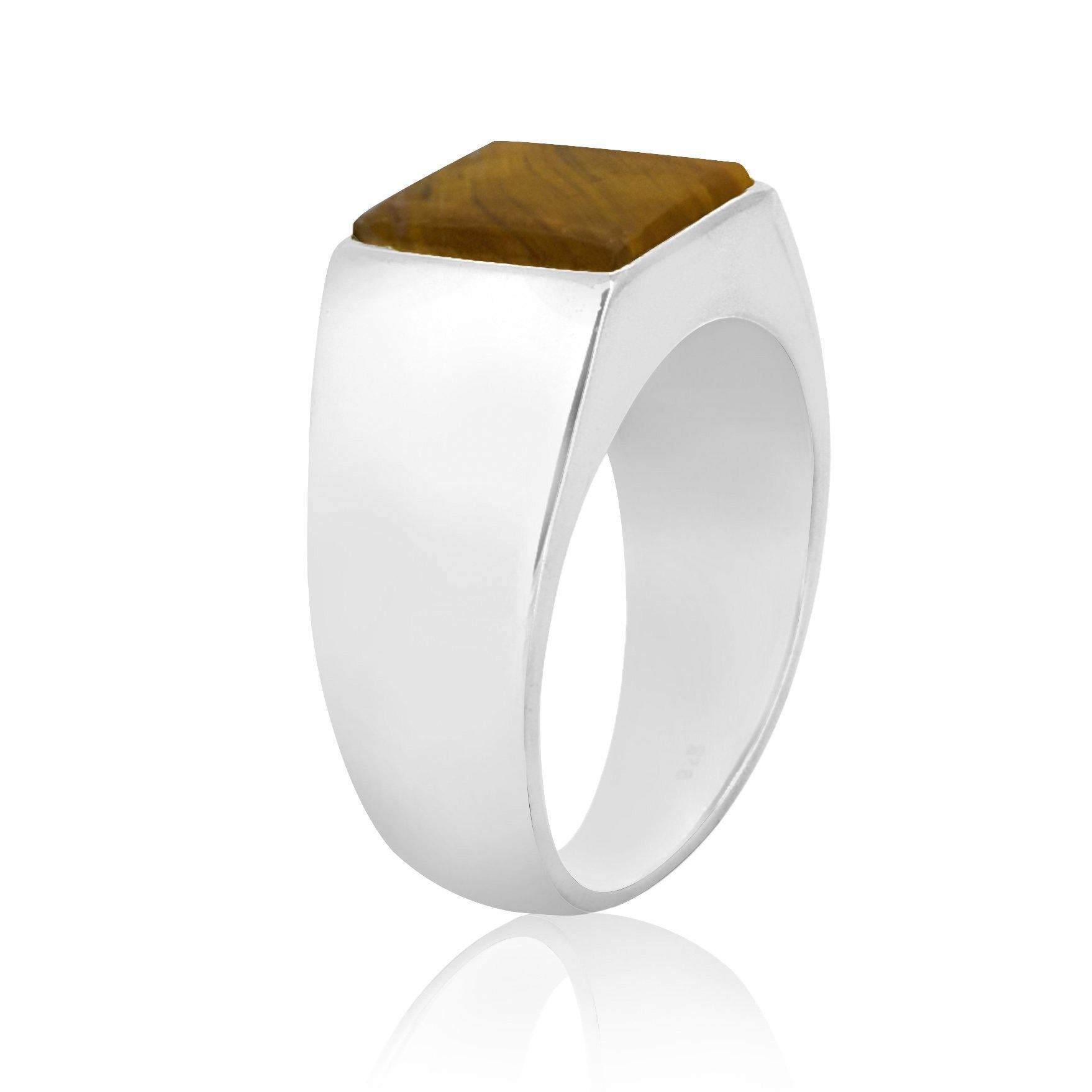 Tiger Eye Solid 925 Sterling Silver Ring Men's Jewelry - YoTreasure