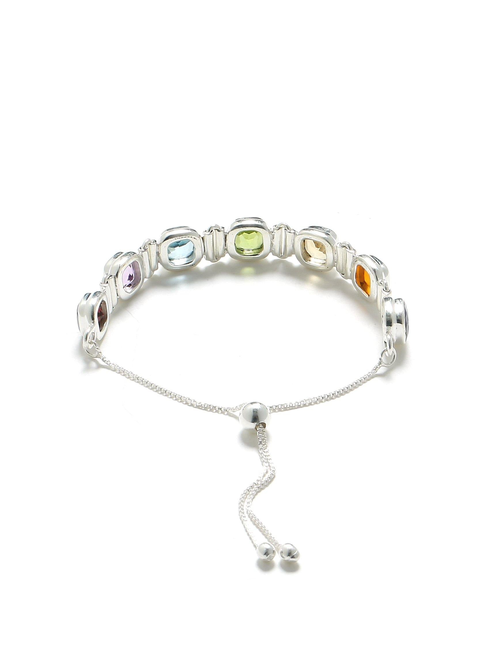 Chakra Stone Solid 925 Sterling Silver Link Chain Bracelet 8" - YoTreasure
