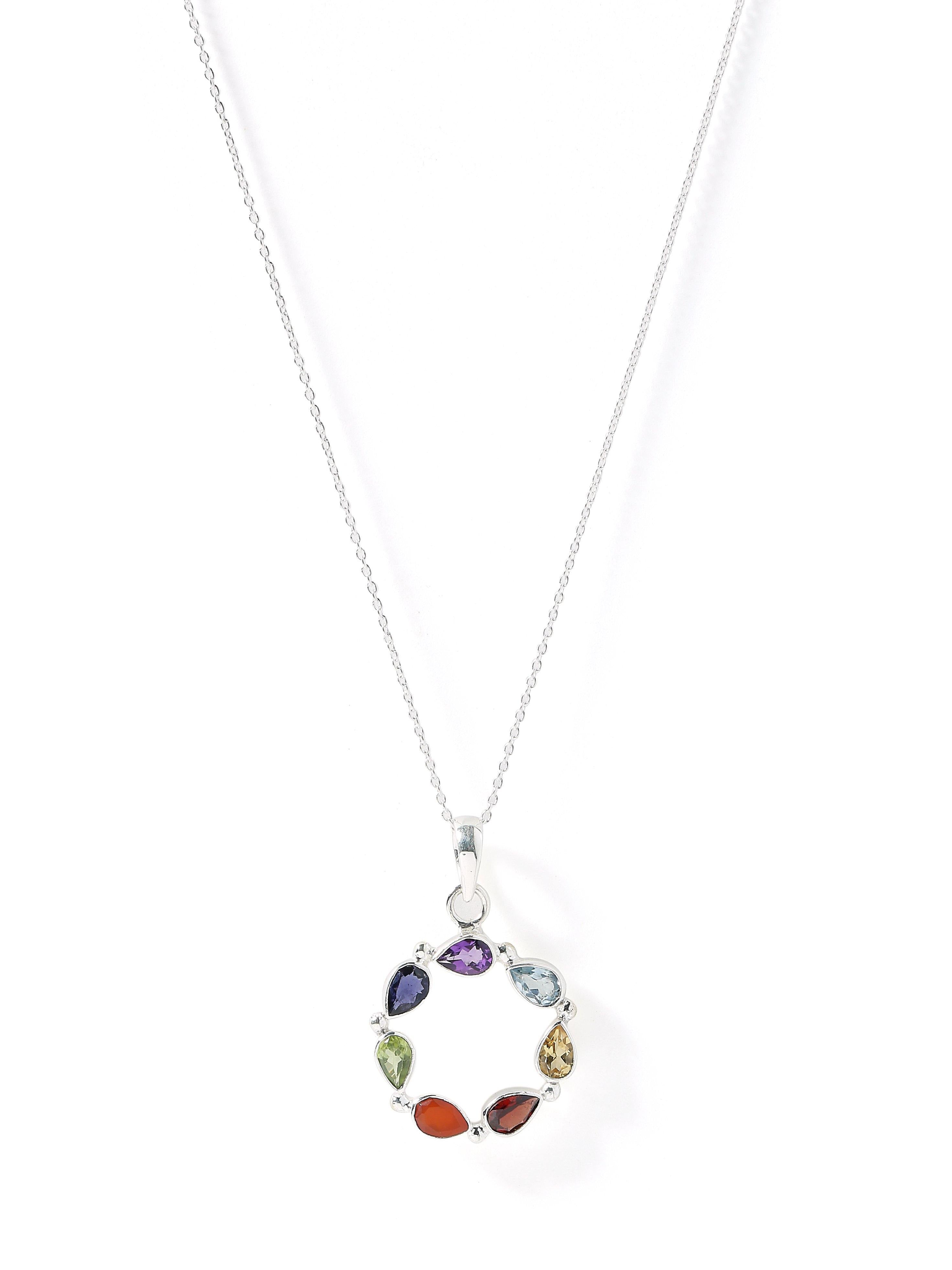 Chakra Stone Solid Sterling Silver Chain Pendant - YoTreasure