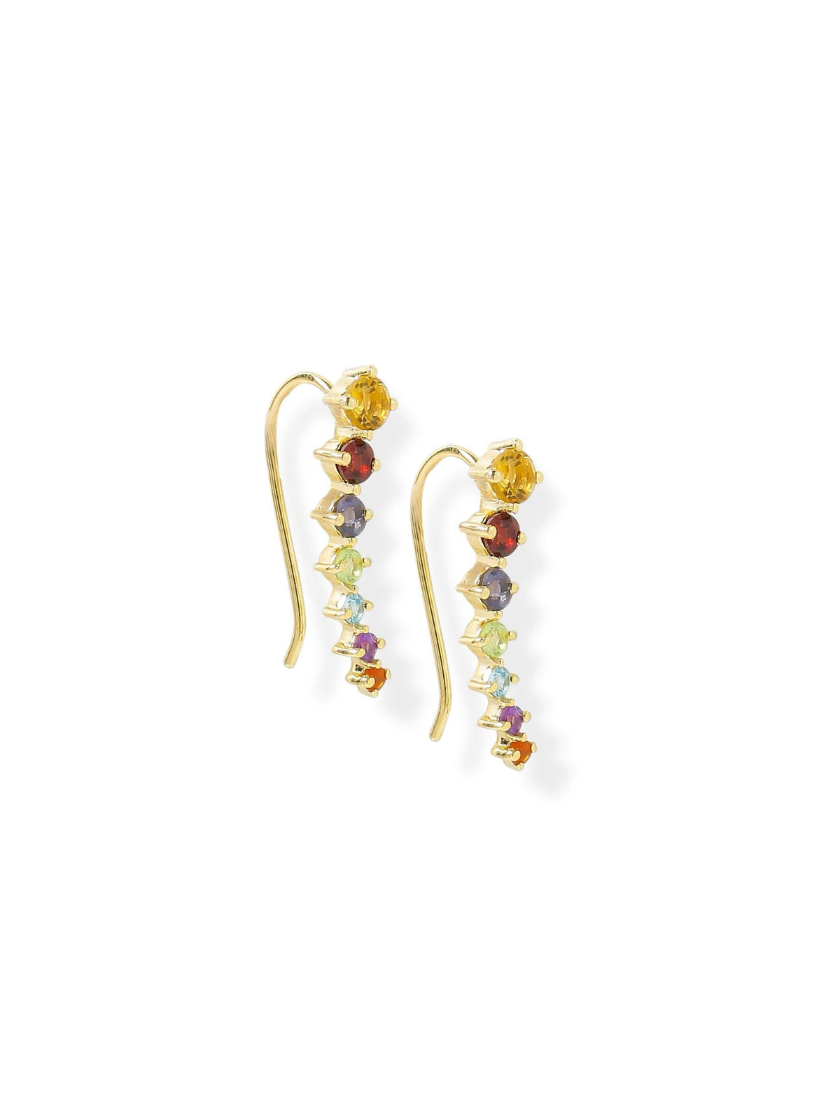 Chakra Stone Solid 925 Silver Gold Plated Ear Cuff Earrings Jewelry - YoTreasure