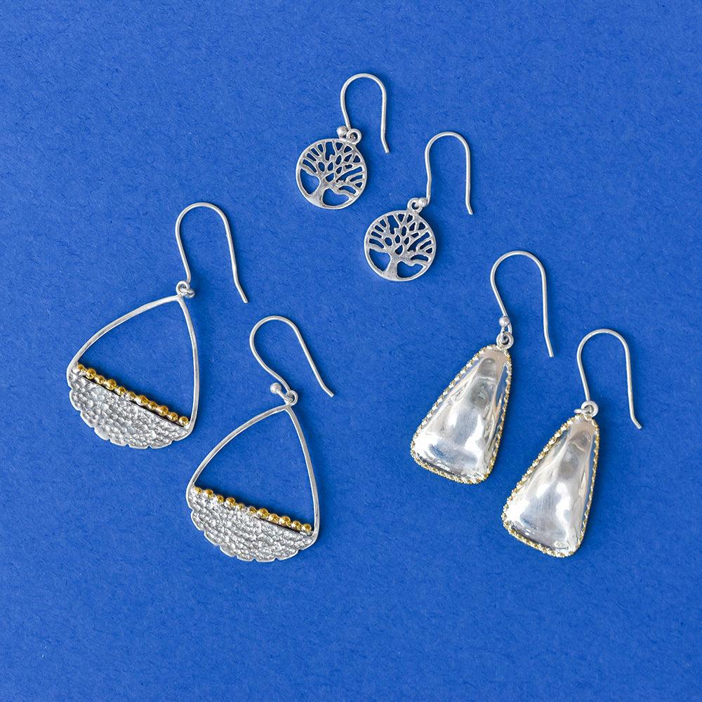 Solid 925 Sterling Silver Gold Plated Dangle Earrings Jewelry - YoTreasure
