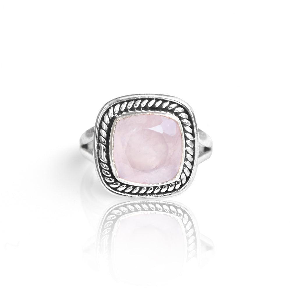 Rose Quartz Solid 925 Sterling Silver Split Shank Ring Jewelry - YoTreasure