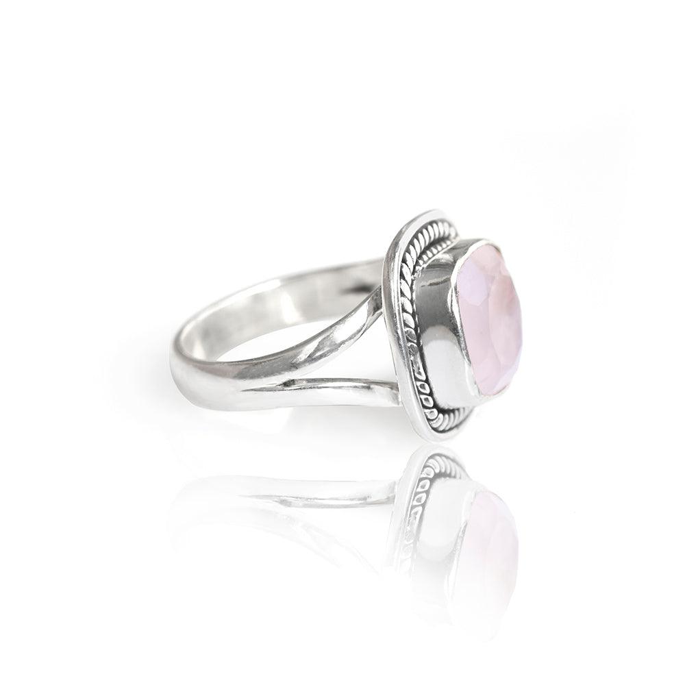 Rose Quartz Solid 925 Sterling Silver Split Shank Ring Jewelry - YoTreasure