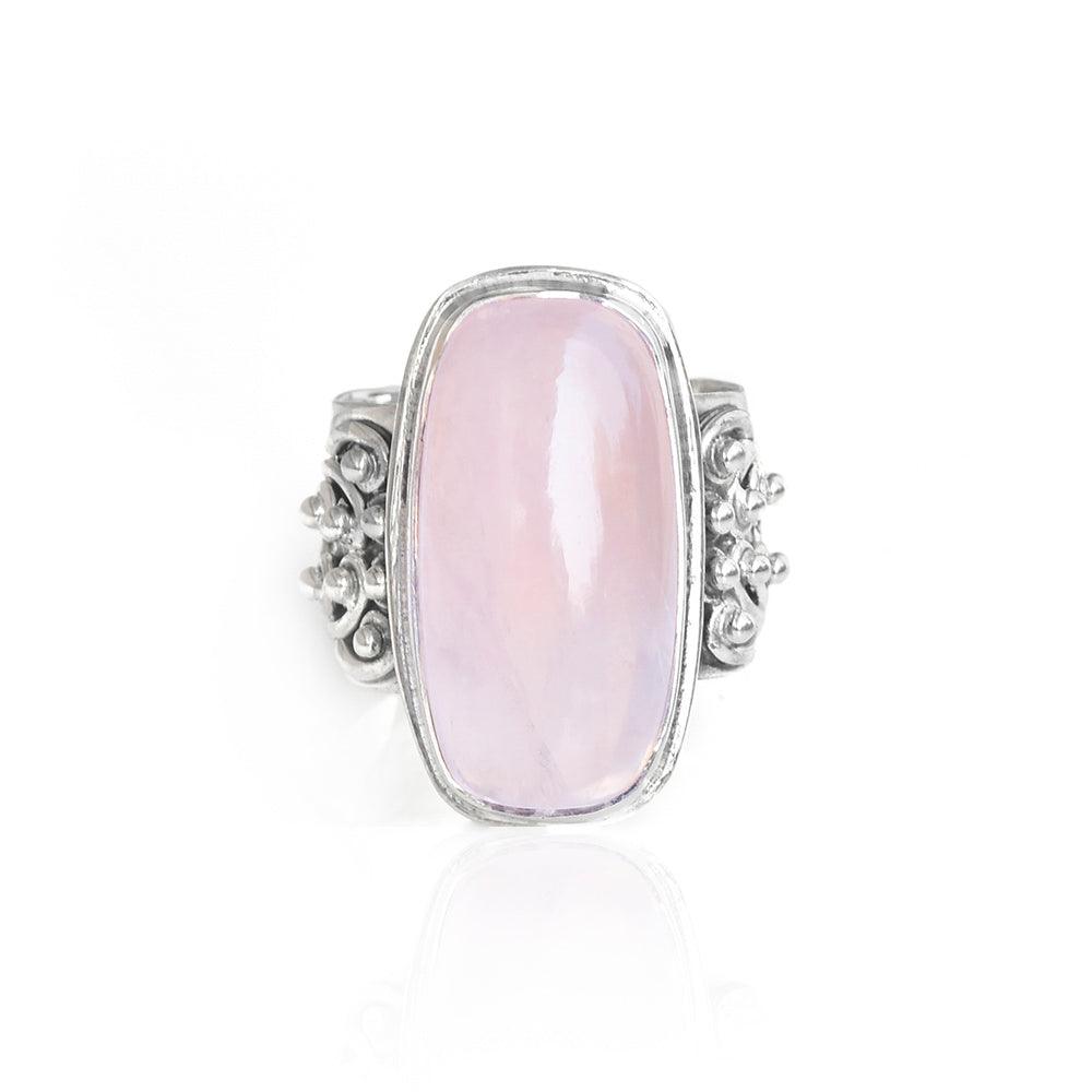 Rose Quartz Solid 925 Sterling Silver Ring Jewelry - YoTreasure