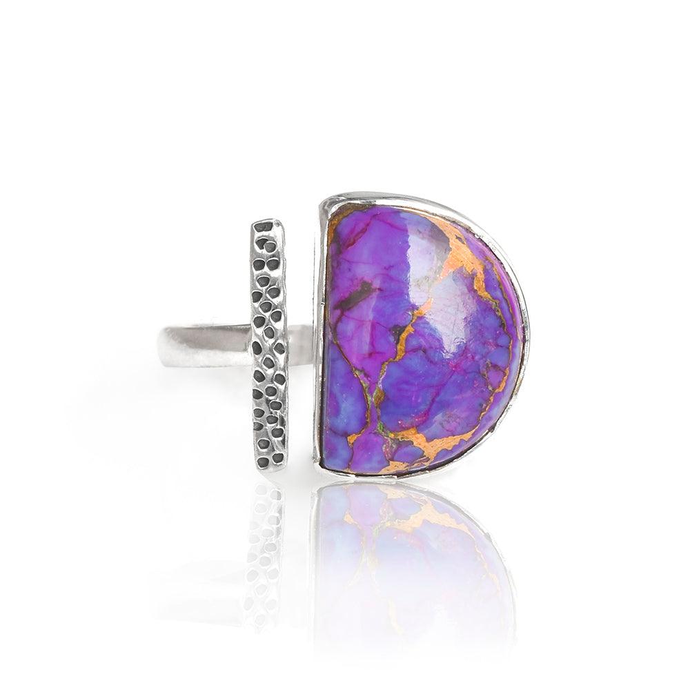 Purple Copper Turquoise Solid 925 Sterling Silver Ring Jewelry - YoTreasure