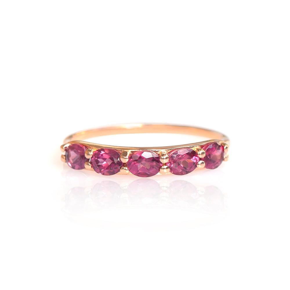 1.05 Ct Rhodolite Garnet Solid 10k Rose Gold Eternity Band Ring - YoTreasure