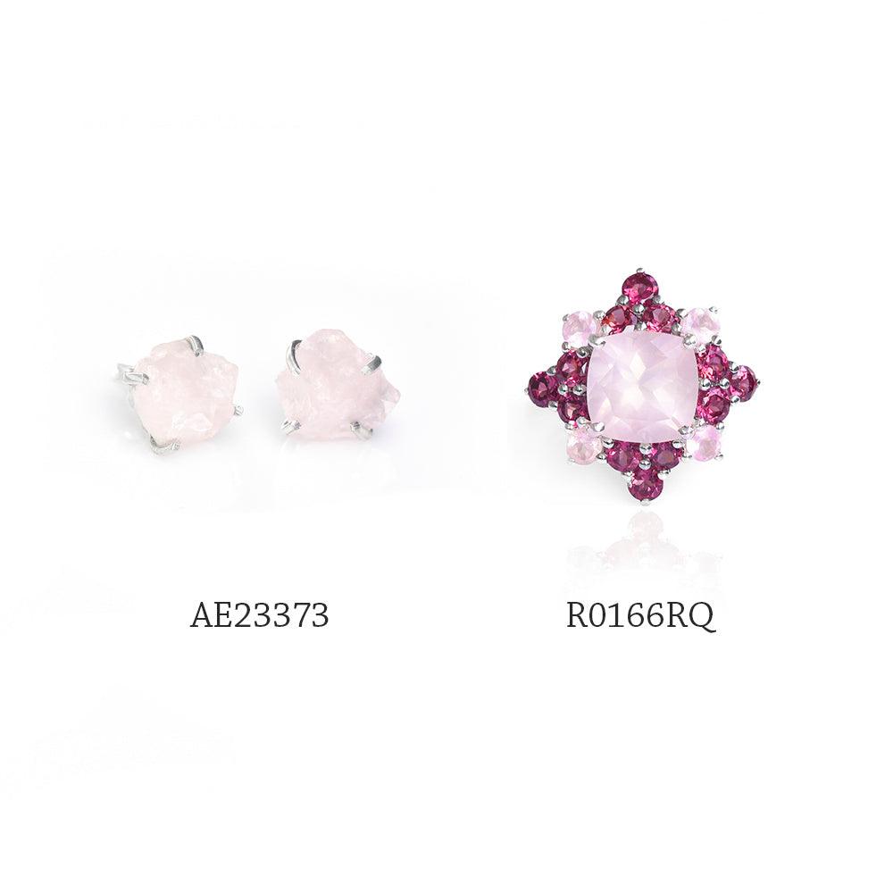 Raw Rose Quartz Solid 925 Sterling Silver Stud Earrings Jewelry - YoTreasure