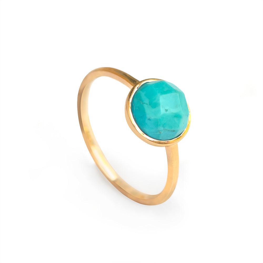 2.03 Ct Turquoise Solid 10k Yellow Gold Ring Jewelry - YoTreasure