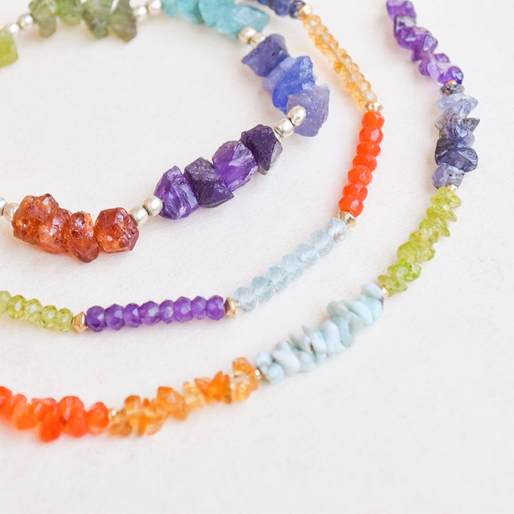 Chakra Stone Solid 925 Sterling Silver Gold Plated Link Chain Bracelet 8" - YoTreasure