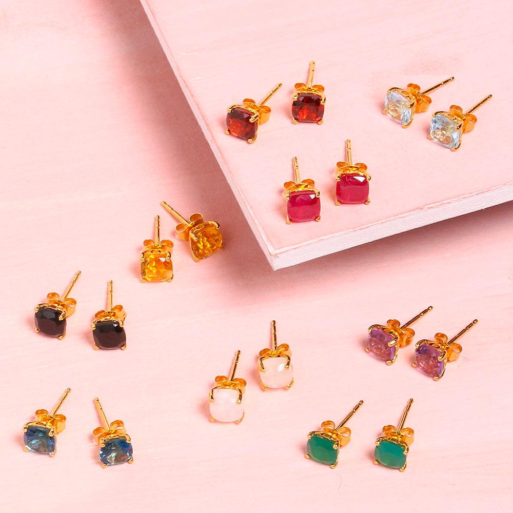 2.20 Ct. London Blue Topaz Solid 10k Yellow Gold Stud Earrings - YoTreasure