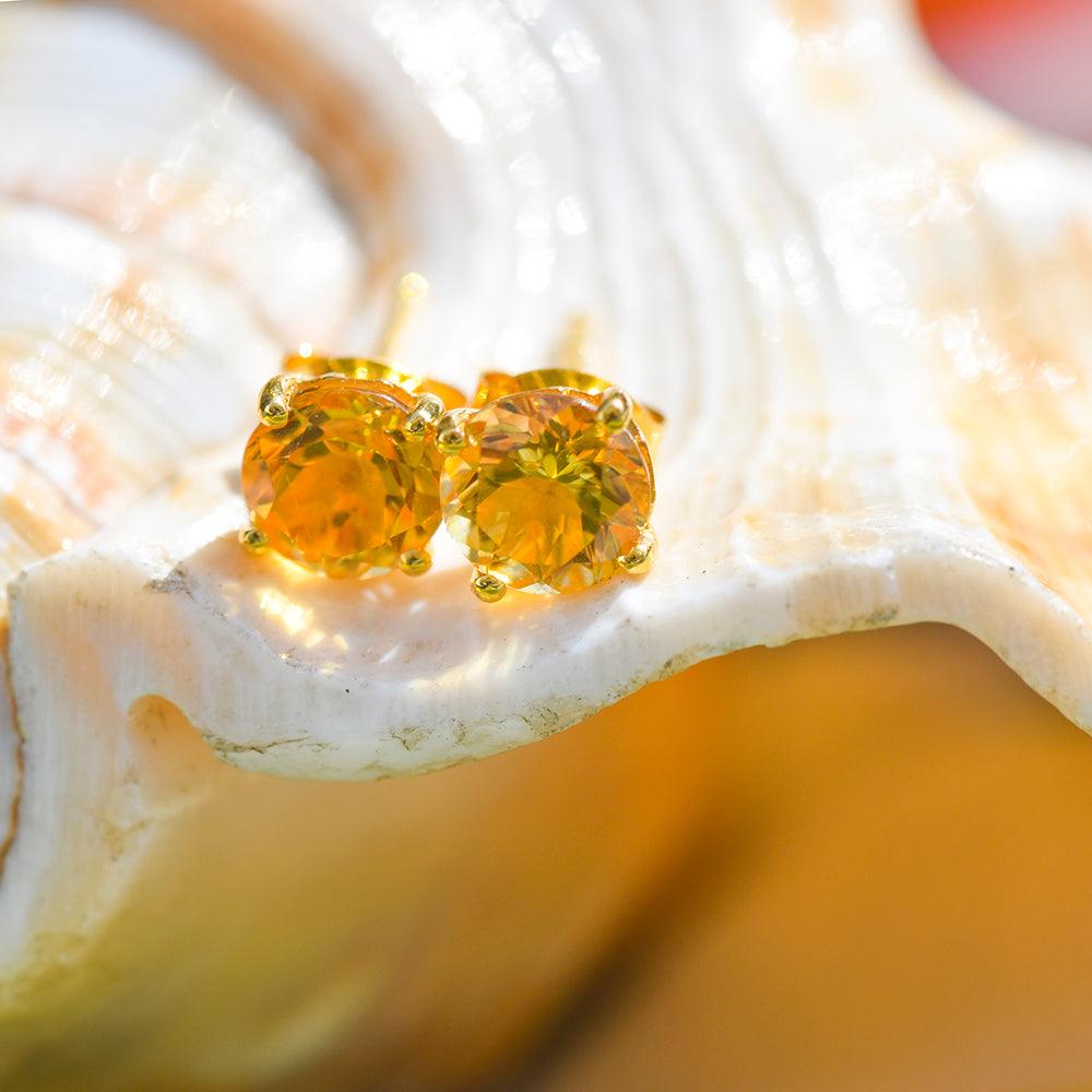 1.50 Ct. Citrine Solid 10k Yellow Gold Stud Earrings - YoTreasure