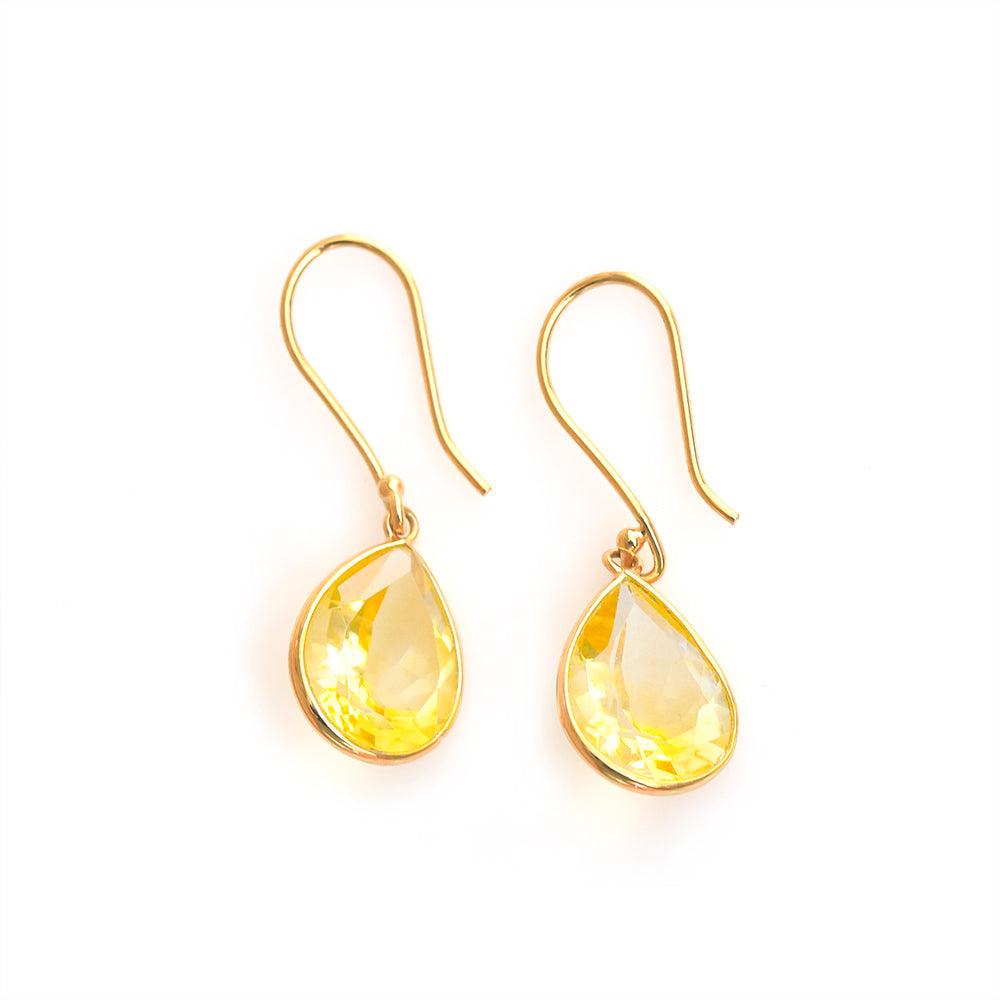 5.20 Ct Citrine Solid 10k Yellow Gold Teardrop Dangle Earrings - YoTreasure