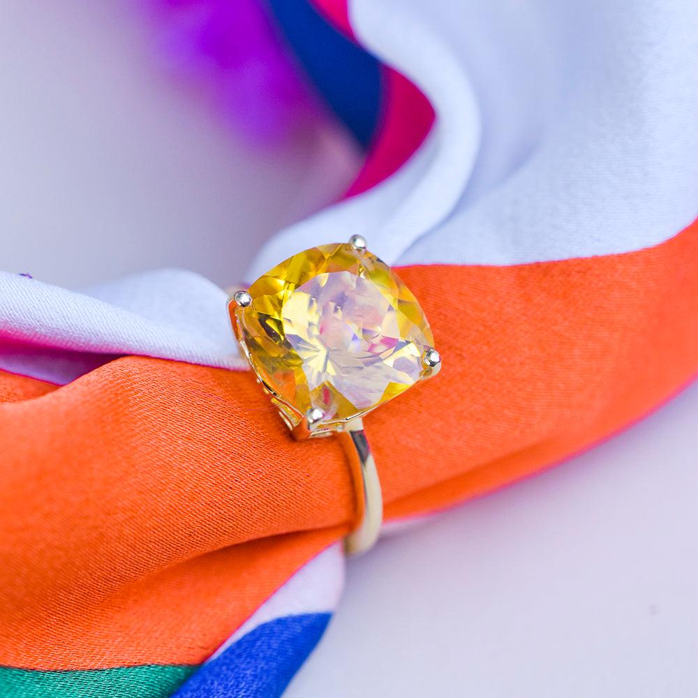 5.85 Ct Citrine Solid 10k Yellow Gold Ring Jewelry - YoTreasure