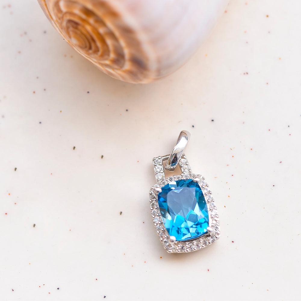 2.62 Ct. London Blue Topaz Solid 925 Sterling Silver Chain Pendant - YoTreasure