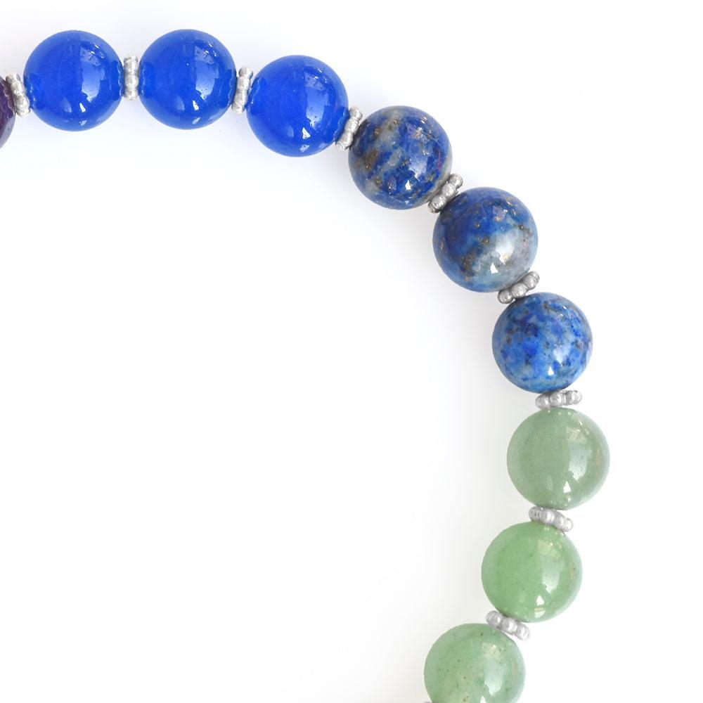 Chakra Stone Solid 925 Sterling Silver Bracelet 8" - YoTreasure