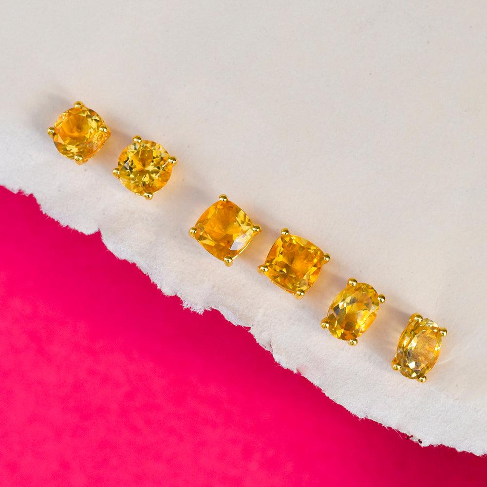 1.60 Ct. Madeira Citrine Solid 10K Yellow Gold Stud Earrings - YoTreasure