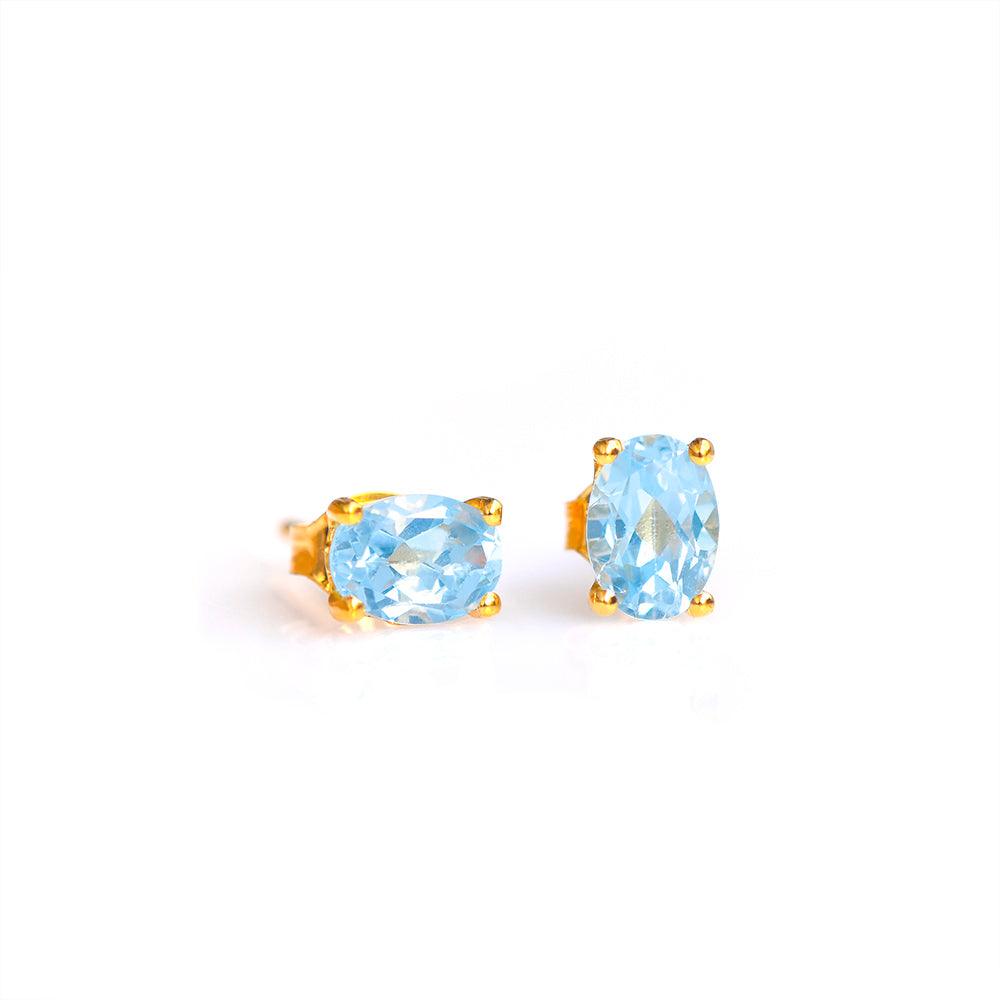 1.90 Ct Sky Blue Topaz Solid 10k Yellow Gold Stud Earrings Jewelry - YoTreasure