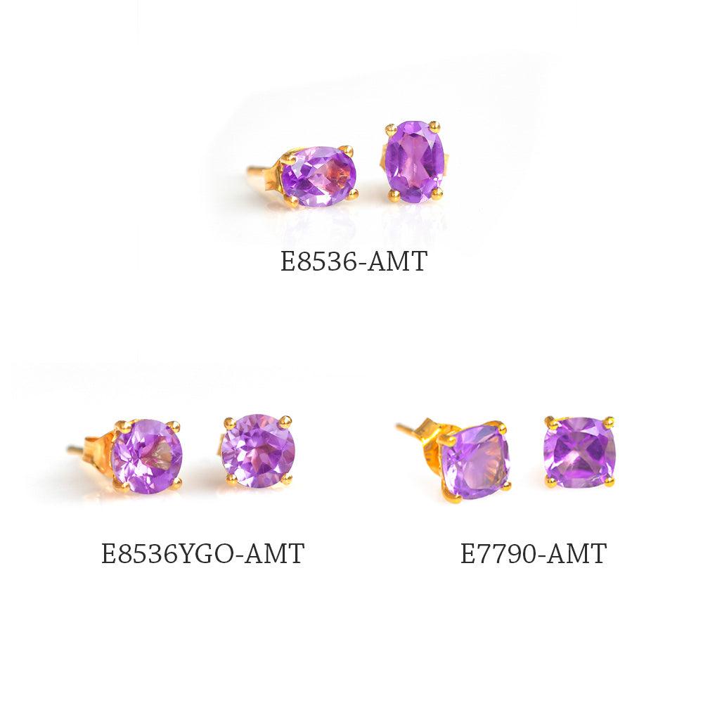 1.50 Ct. Natural Amethyst Solid 10K Yellow Gold Stud Earrings - YoTreasure