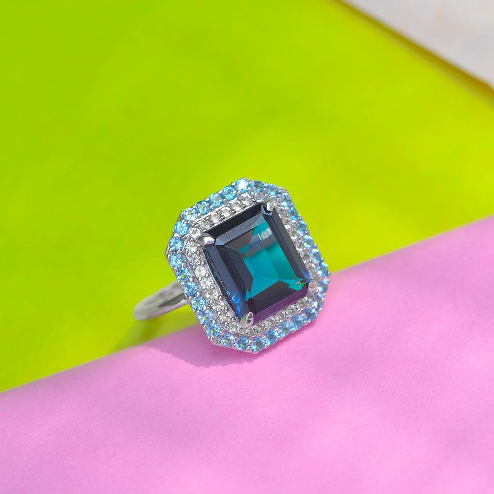 6.23 Ct. London Blue Topaz Solid 925 Sterling Silver Ring Jewelry - YoTreasure