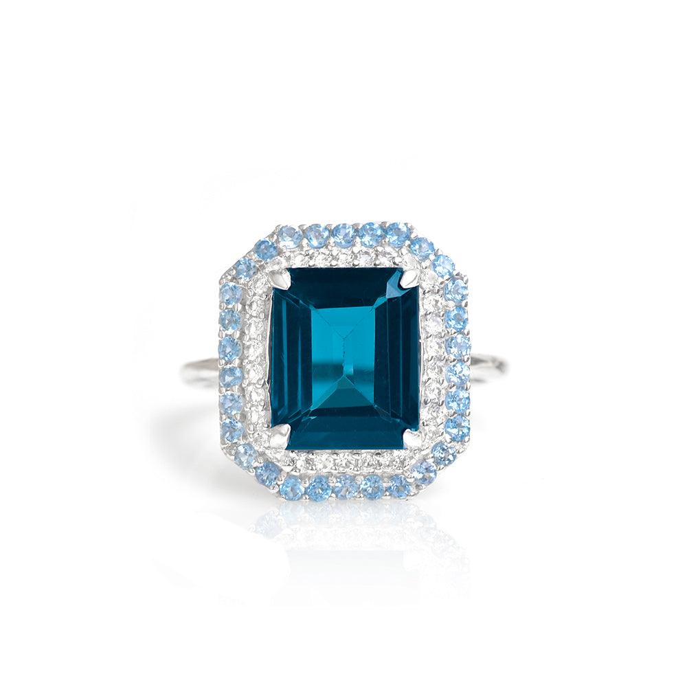 6.23 Ct. London Blue Topaz Solid 925 Sterling Silver Ring Jewelry - YoTreasure