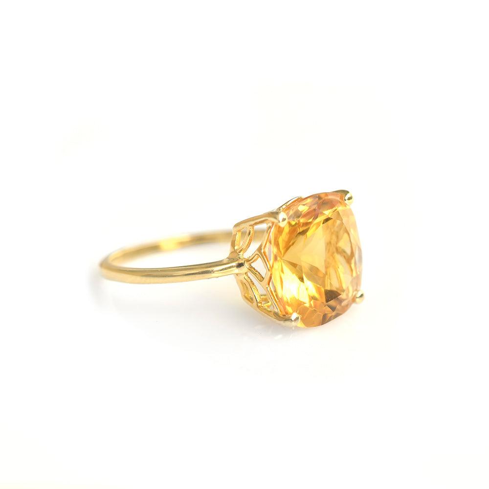 5.85 Ct Citrine Solid 10k Yellow Gold Ring Jewelry - YoTreasure