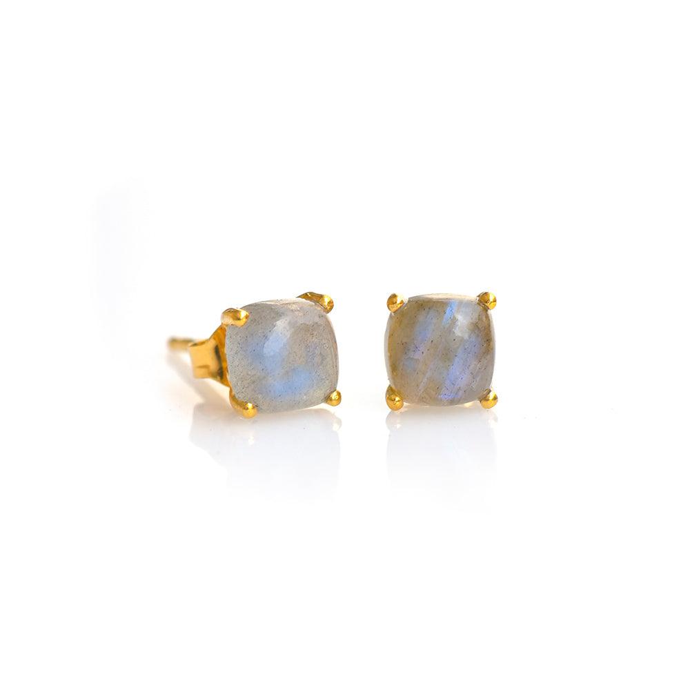 1.60 Ct. Labradorite Solid 10k Yellow Gold Stud Earrings - YoTreasure