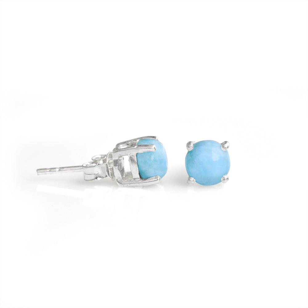 Natural Larimar Solid 925 Sterling Silver Stud Earrings Jewelry - YoTreasure