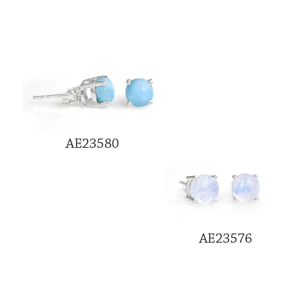 Natural Larimar Solid 925 Sterling Silver Stud Earrings Jewelry - YoTreasure