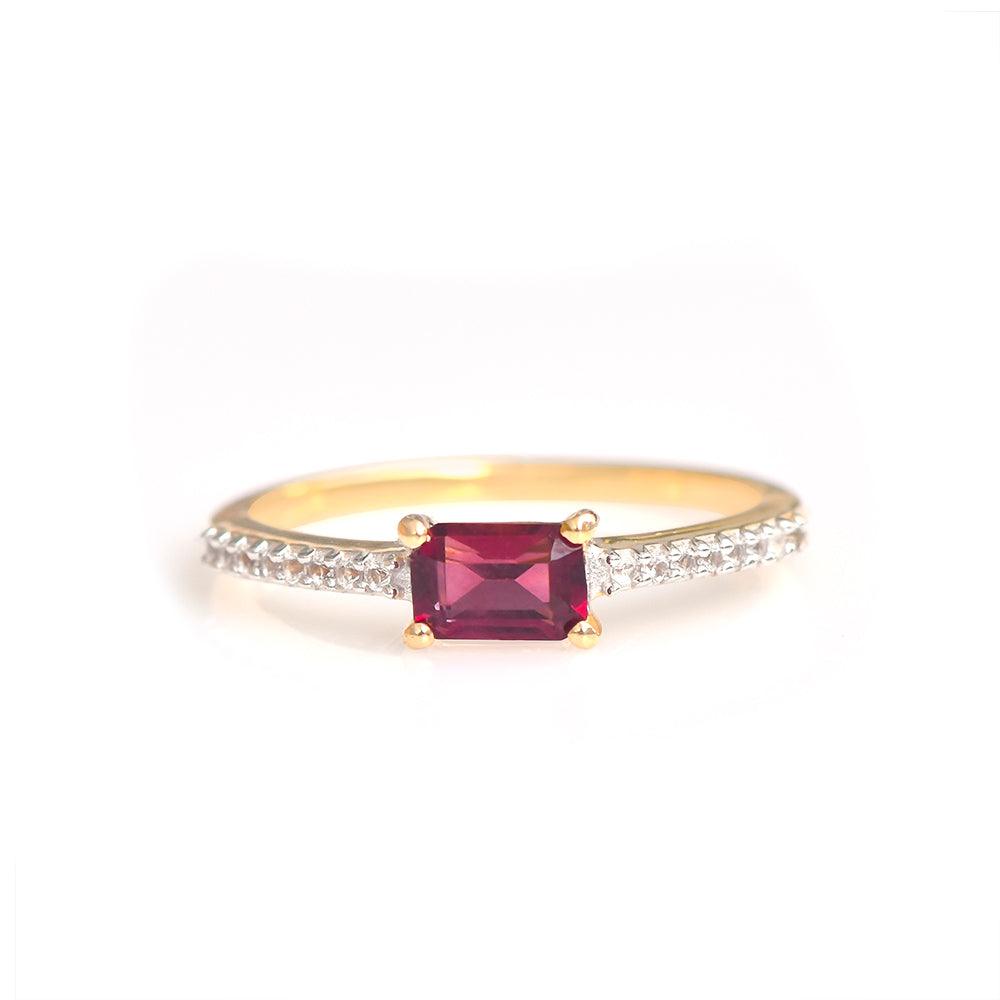 0.90 Ct Rhodolite Garnet Solid 10k Yellow Gold Ring Jewelry - YoTreasure