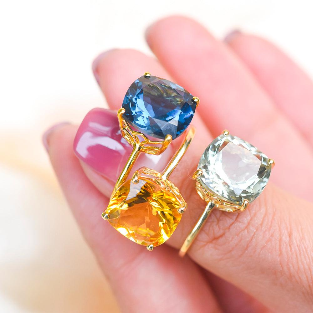 5.85 Ct Citrine Solid 10k Yellow Gold Ring Jewelry - YoTreasure