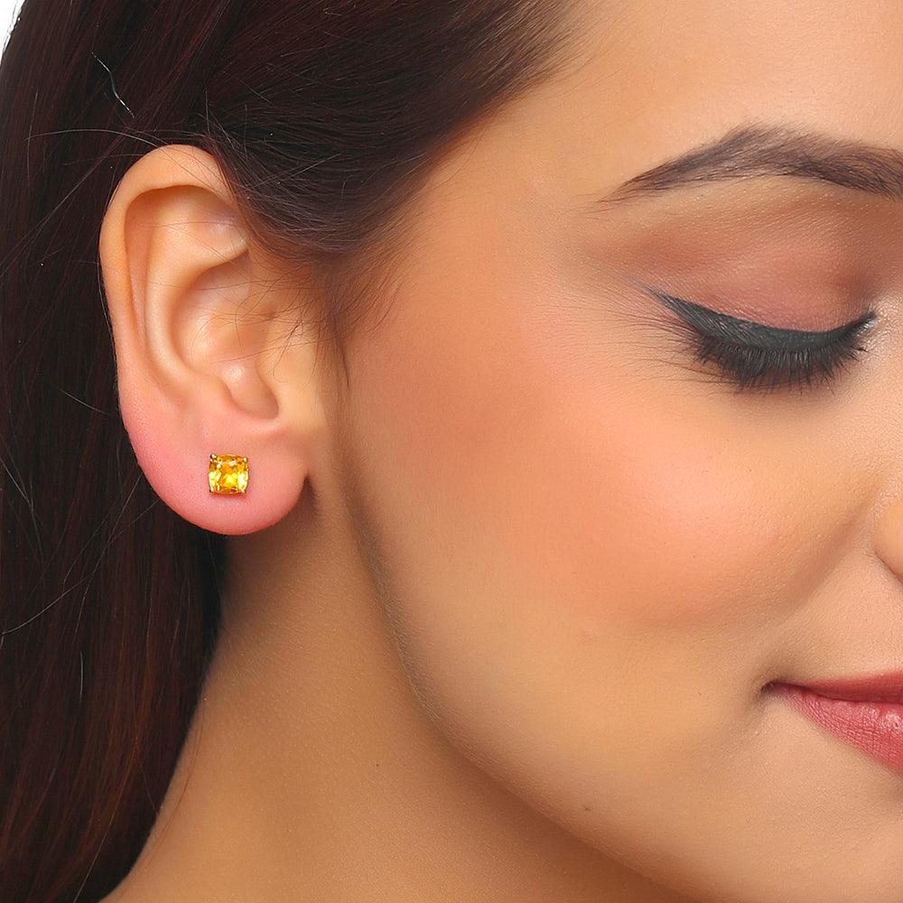 1.60 Ct. Madeira Citrine Solid 10K Yellow Gold Stud Earrings - YoTreasure