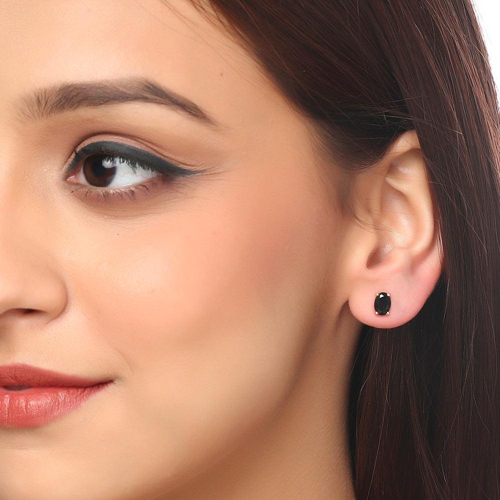 1.65 Ct Black Onyx Solid 10k Yellow Gold Stud Earrings Jewelry - YoTreasure
