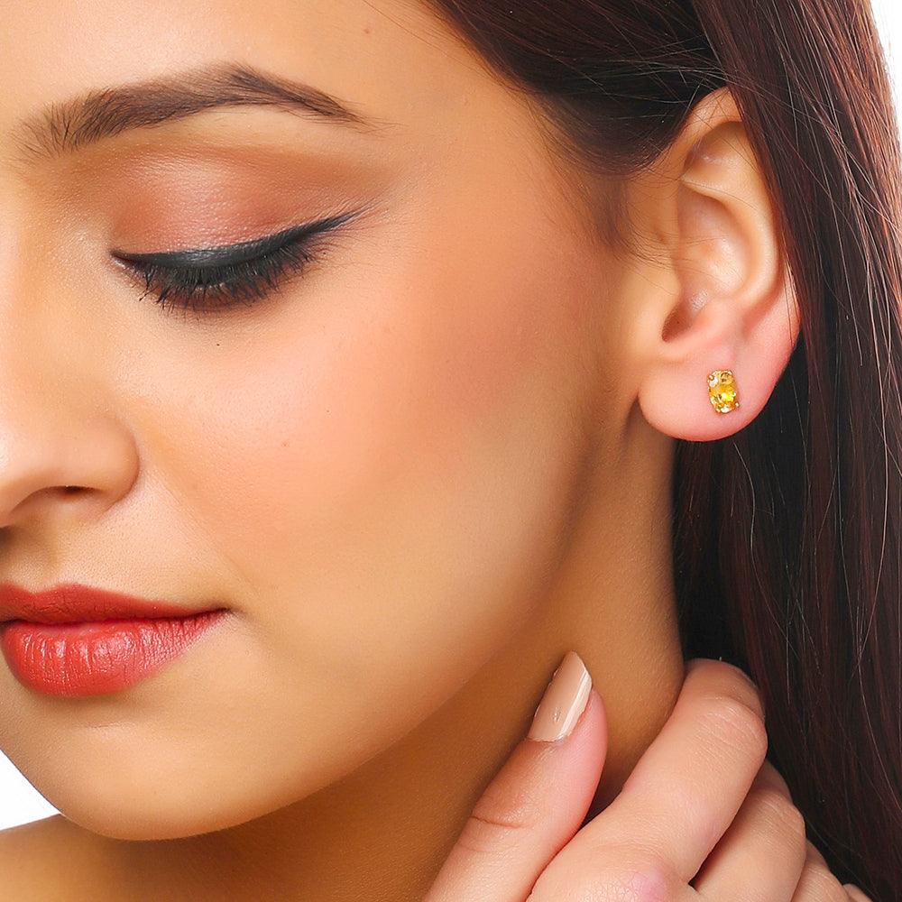 1.50 Ct. Natural Citrine Solid 10K Yellow Gold Stud Earrings Jewelry - YoTreasure