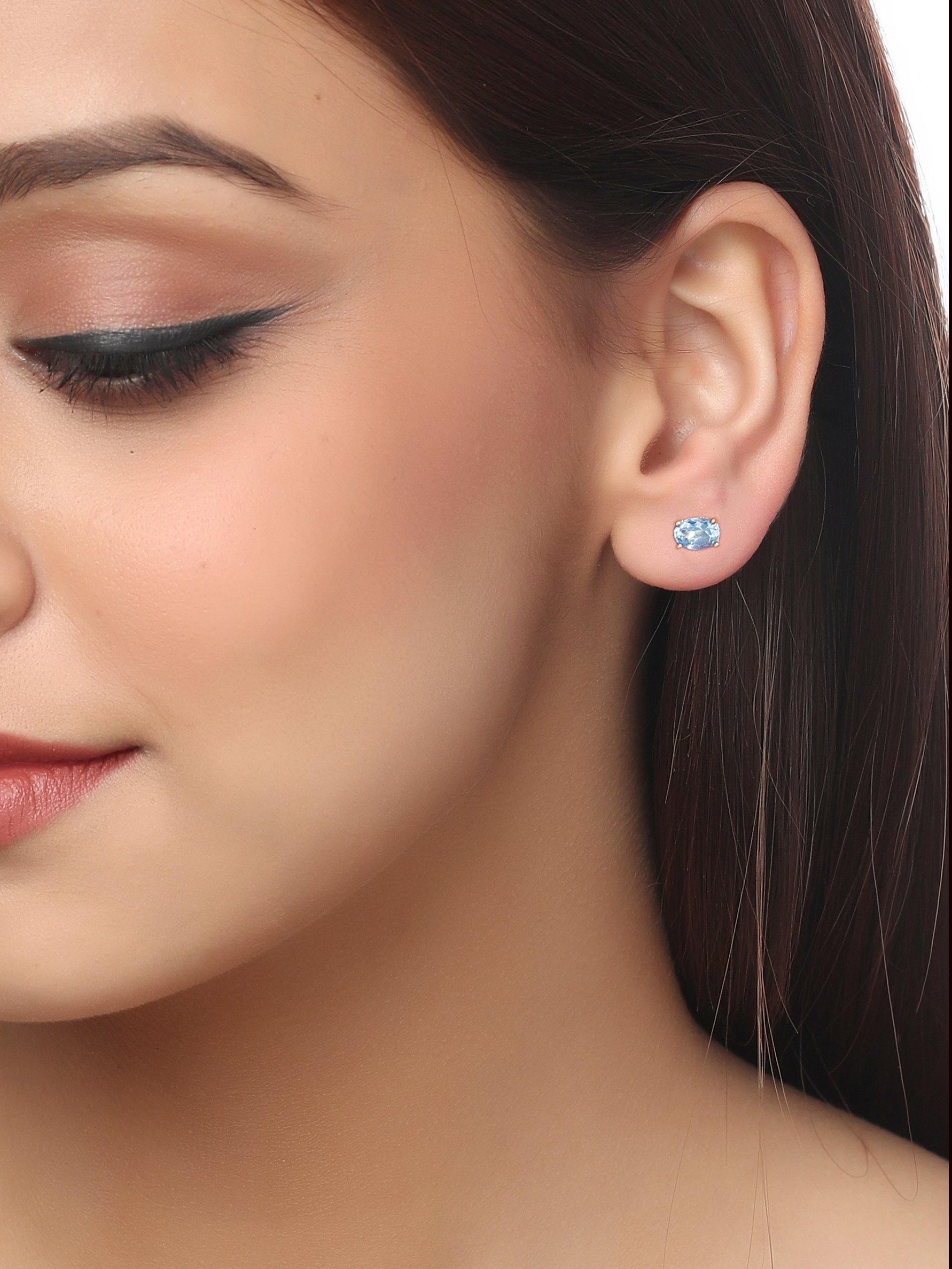 1.90 Ct Sky Blue Topaz Solid 10k Yellow Gold Stud Earrings Jewelry - YoTreasure
