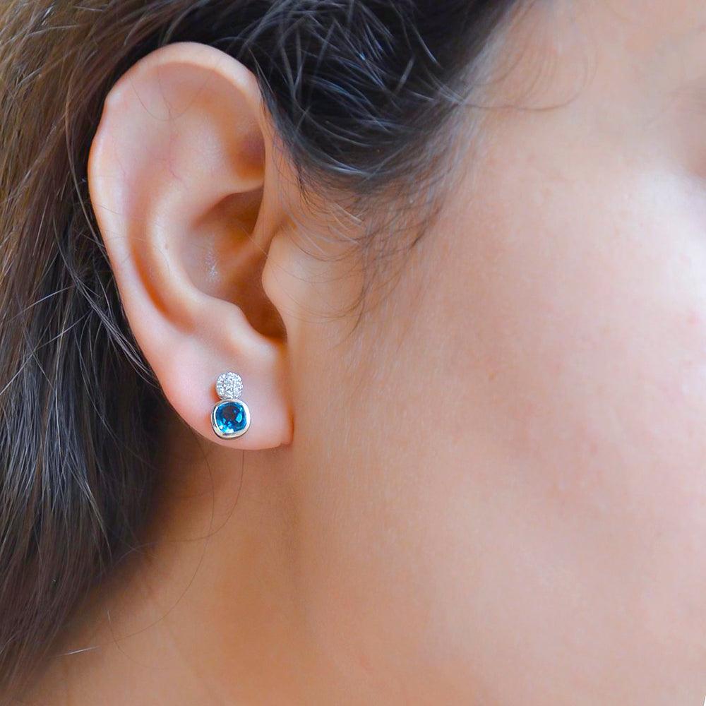 1.62 Ct. London Blue Topaz Solid 925 Sterling Silver Stud Earrings Jewelry - YoTreasure