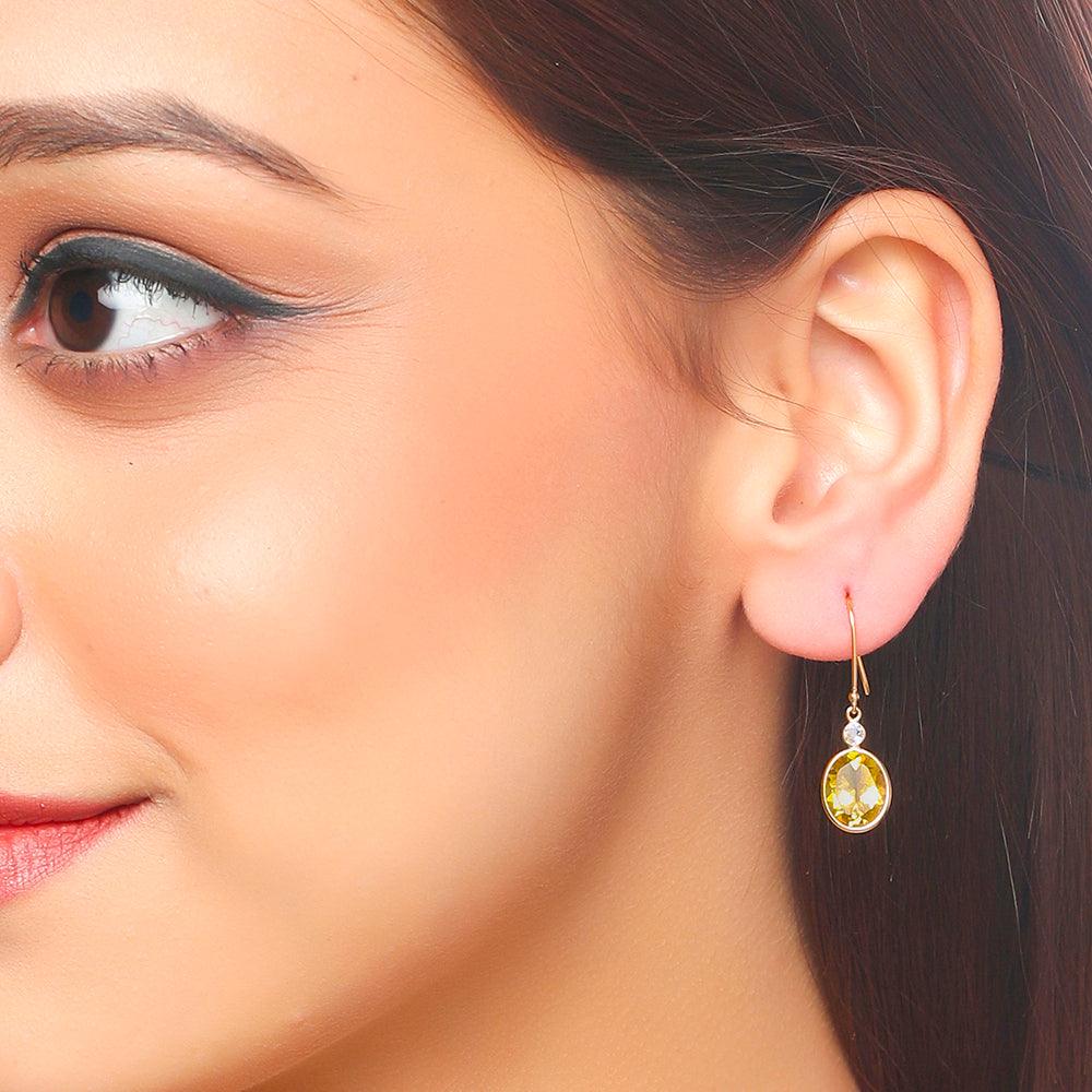 4.58 Ct. Citrine Solid 10k Yellow Gold Dangle Earrings Jewelry - YoTreasure