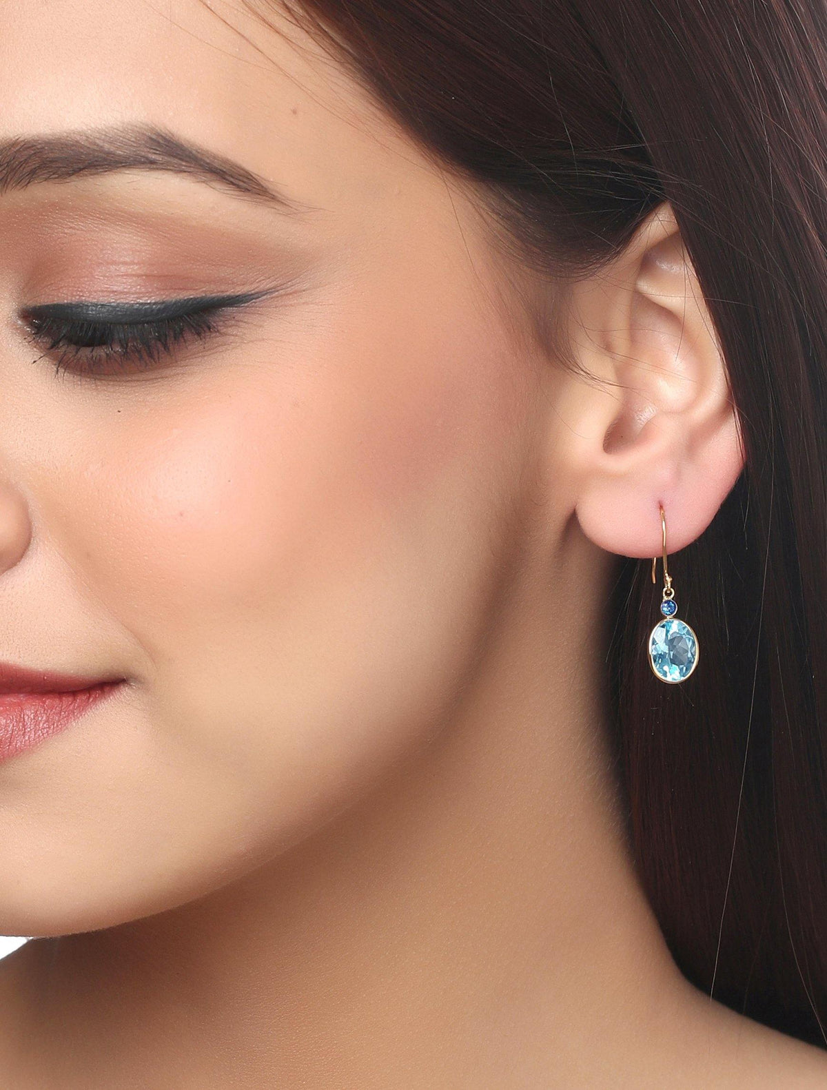 5.94 Ct. Sky Blue Topaz Solid 10k Yellow Gold Dangle Earrings Jewelry - YoTreasure