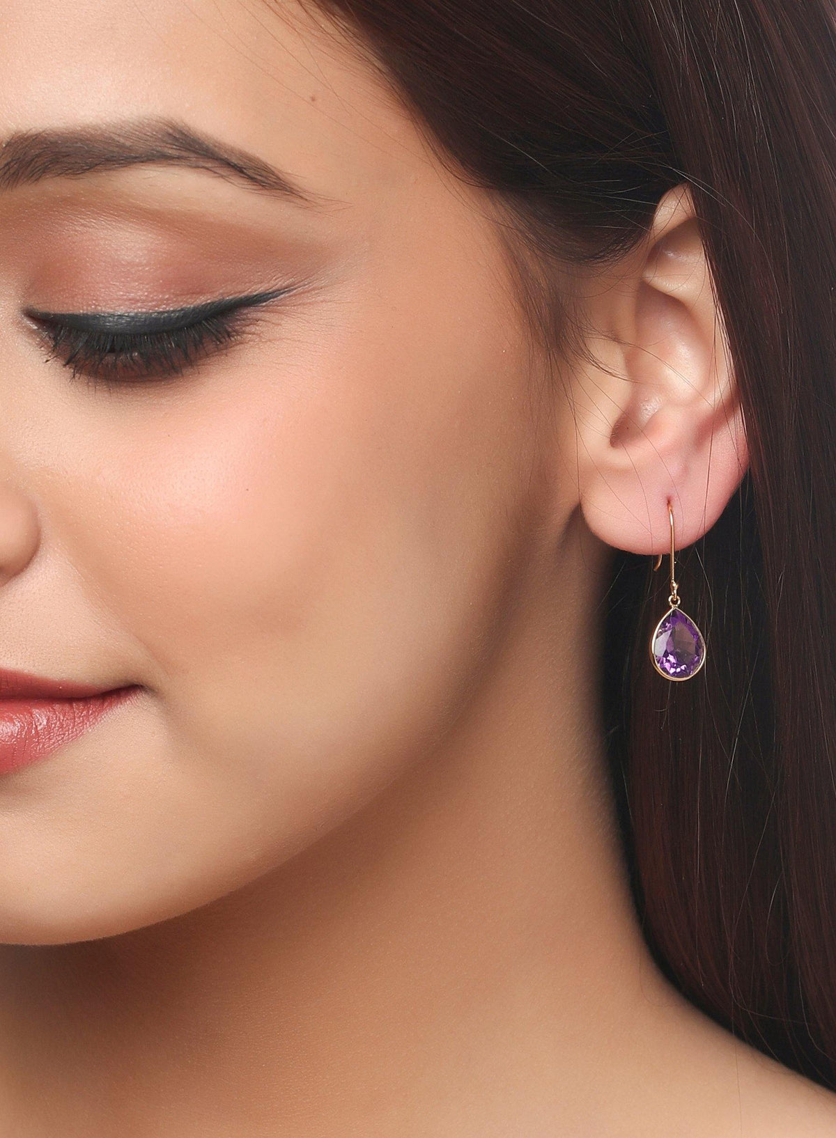 5.18 Ct Amethyst Solid 10k Yellow Gold Teardrop Dangle Earrings - YoTreasure