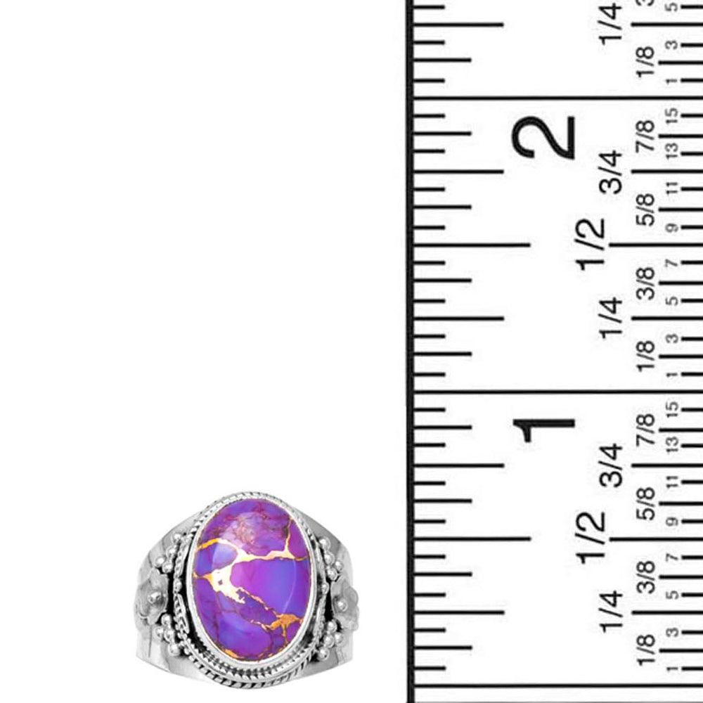 Purple Copper Turquoise Solid 925 Sterling Silver Ring Jewelry - YoTreasure