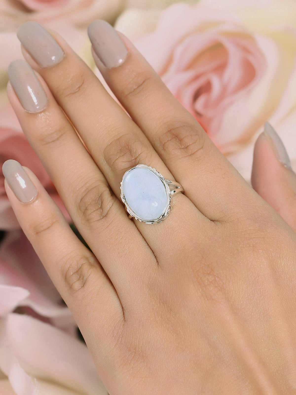 Rainbow Moonstone Solid 925 Sterling Silver Ring Jewelry - YoTreasure