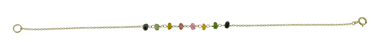 Tourmaline Solid 10K Yellow Gold Chain Bracelet, 7.5" - YoTreasure