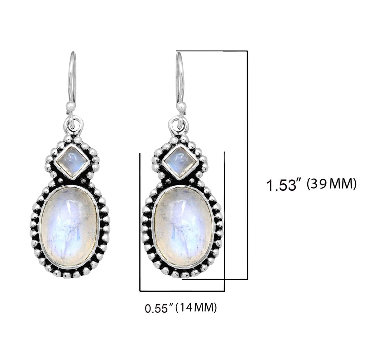 Moonstone Solid 925 Sterling Silver Dangle Earrings Jewelry - YoTreasure
