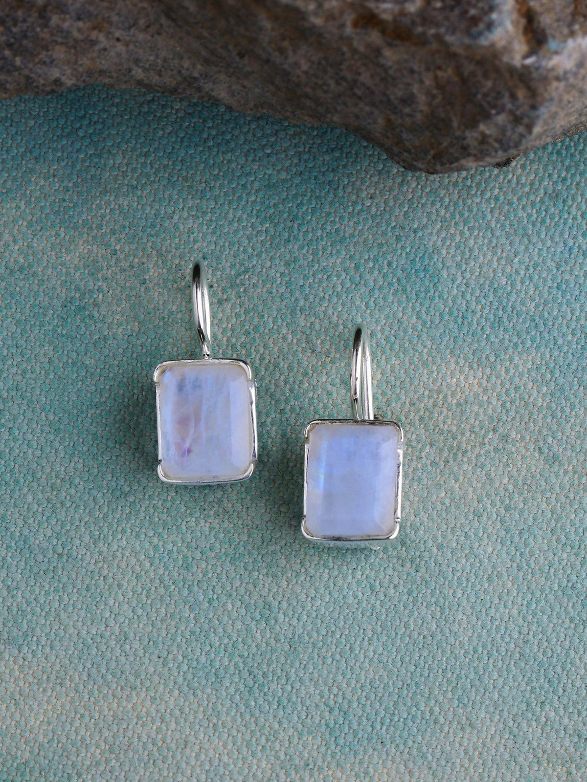 Moonstone Solid 925 Sterling Silver Fixed Wire Earrings - YoTreasure