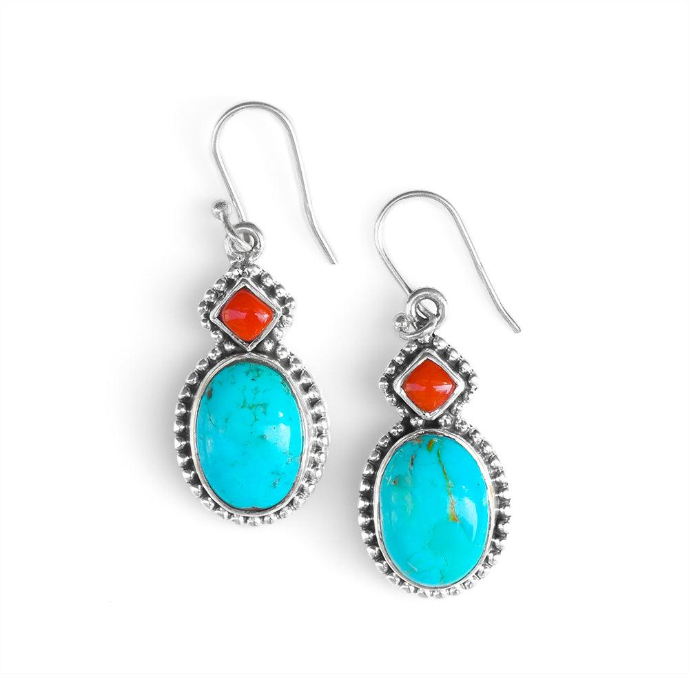 Blue Mohave Turquoise Solid 925 Sterling Silver Dangle Earrings Jewelry - YoTreasure