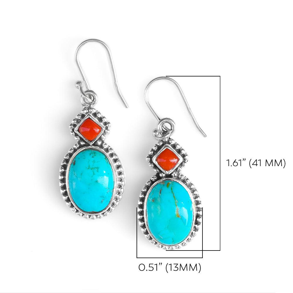Blue Mohave Turquoise Solid 925 Sterling Silver Dangle Earrings Jewelry - YoTreasure