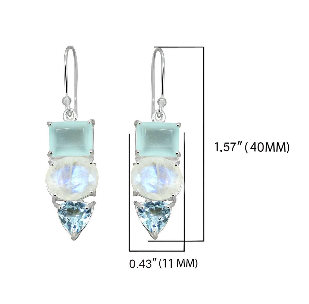 Moonstone Chalcedony Solid 925 Sterling Silver Dangle Earrings Jewelry - YoTreasure