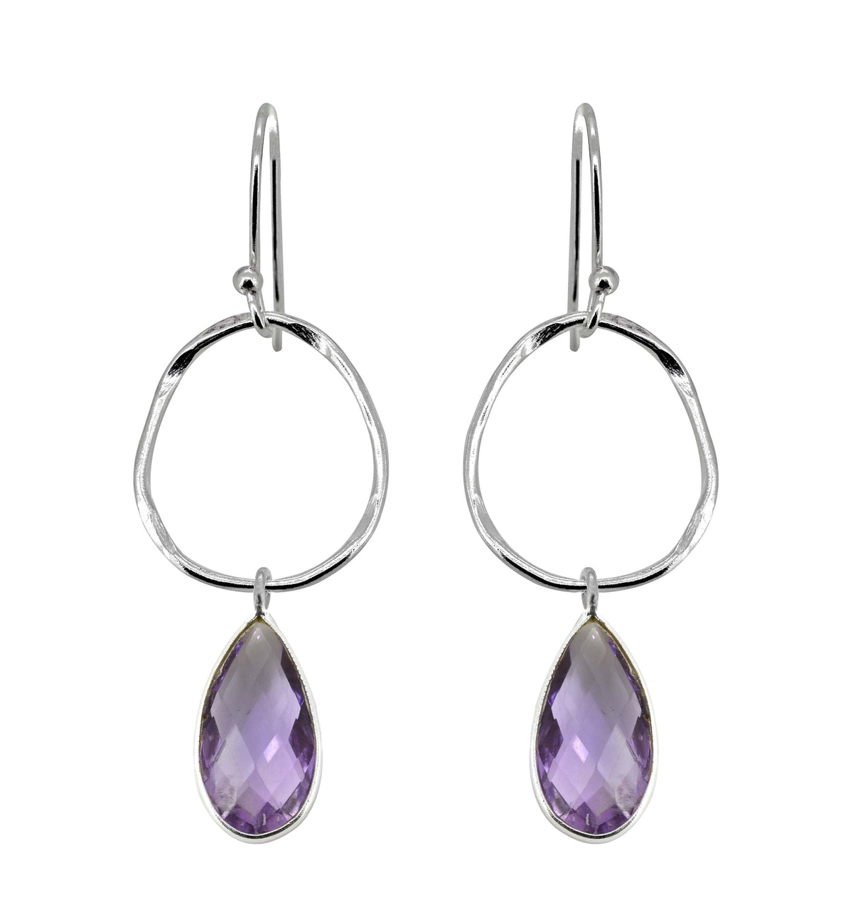 Amethyst Solid 925 Sterling Silver Teardrop Dangle Earrings Jewelry - YoTreasure