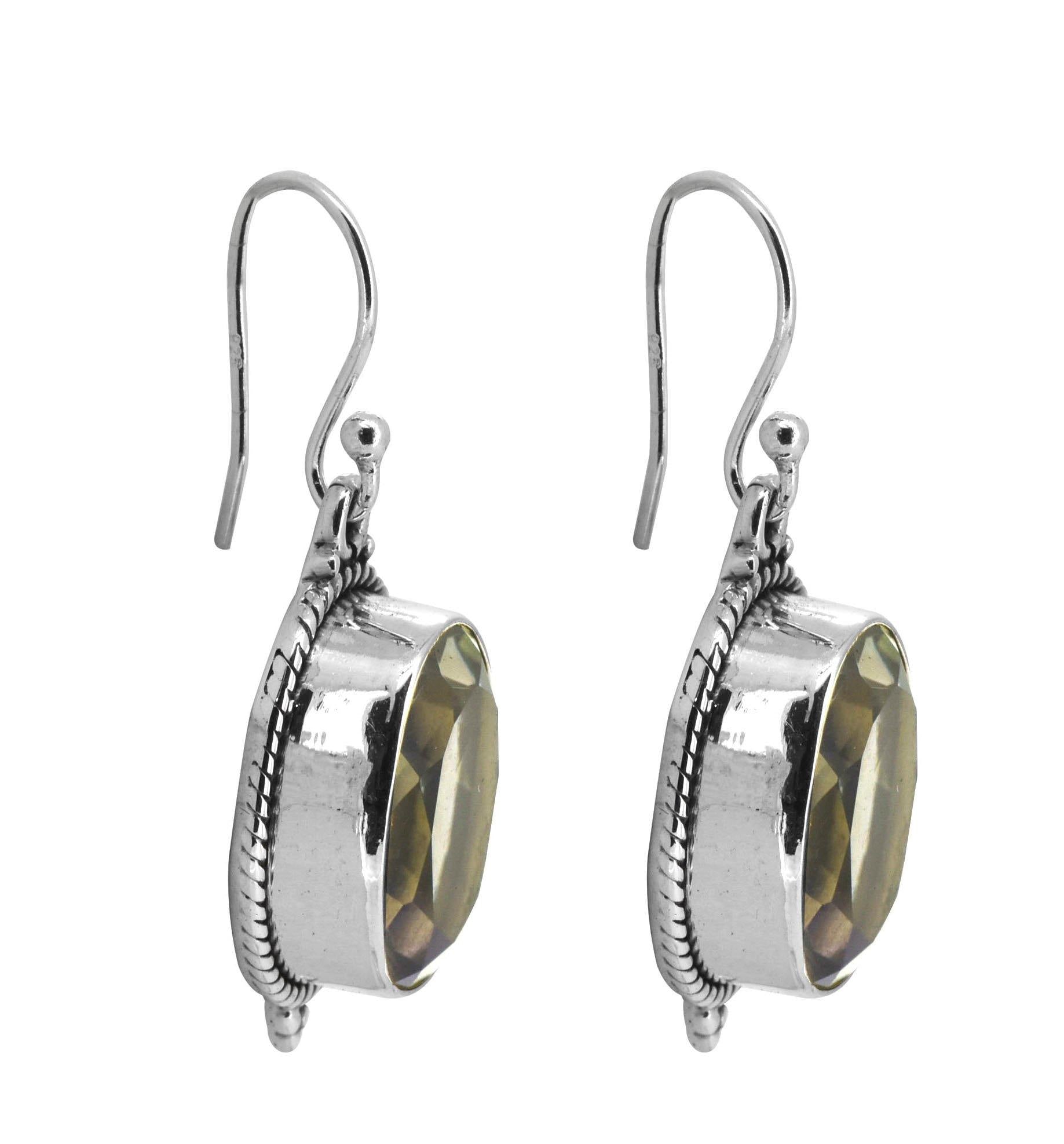 Green Amethyst Solid 925 Sterling Silver Dangle Earrings Jewelry - YoTreasure