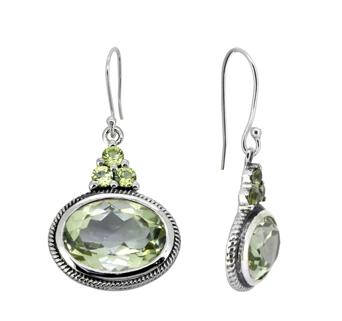 Green Amethyst Peridot Solid 925 Sterling Silver Dangle Earrings Jewelry - YoTreasure
